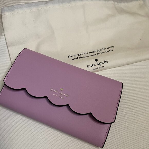 Kate Spade Gemma-Smooth Leather wallet on chain/crossbody in Lavender - Picture 14 of 15